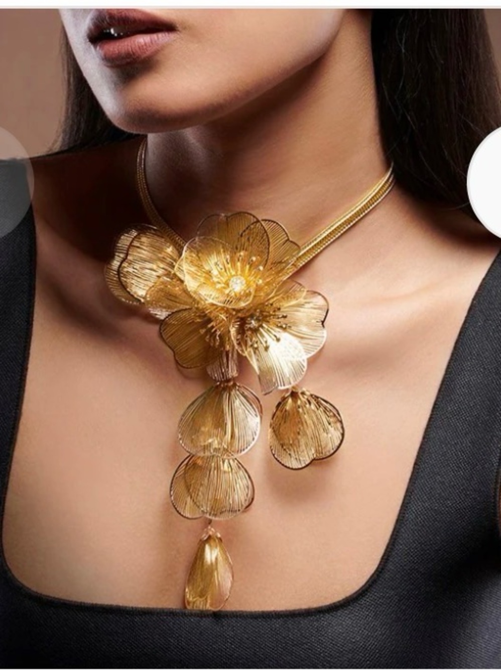 New Atterri Gold Floral Statement Choker Necklace
